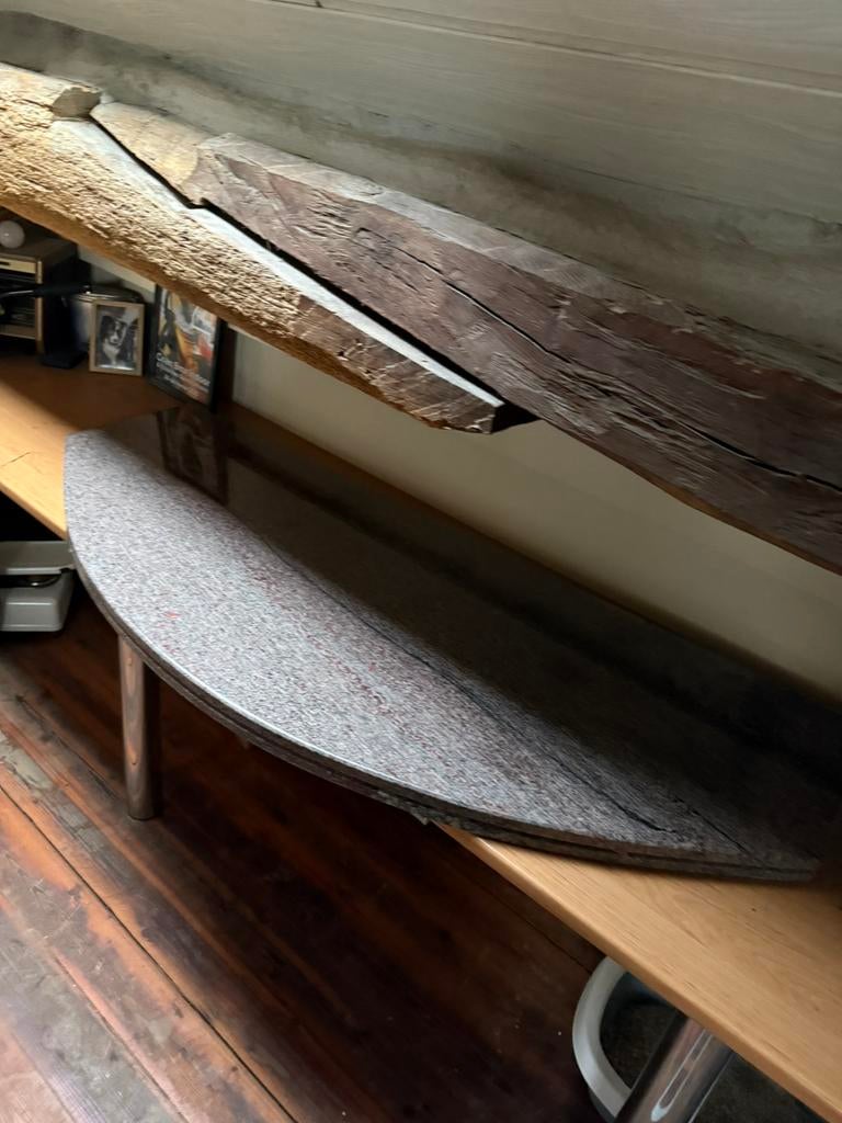 Half rond Natuurstenen tafel, Ophalen of Verzenden, Zo goed als nieuw, 50 tot 100 cm, Minder dan 100 cm