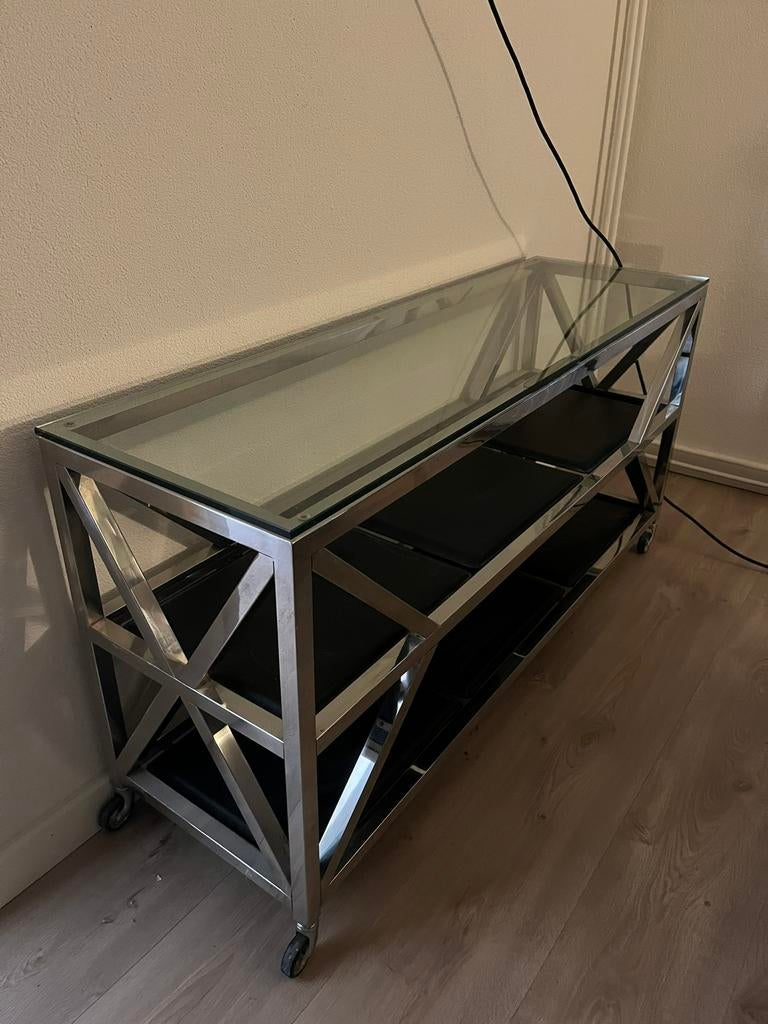 Eicholtz Console Table Prado, Huis en Inrichting, Tafels | Sidetables, Ophalen, Glas, Zo goed als nieuw, 150 tot 200 cm