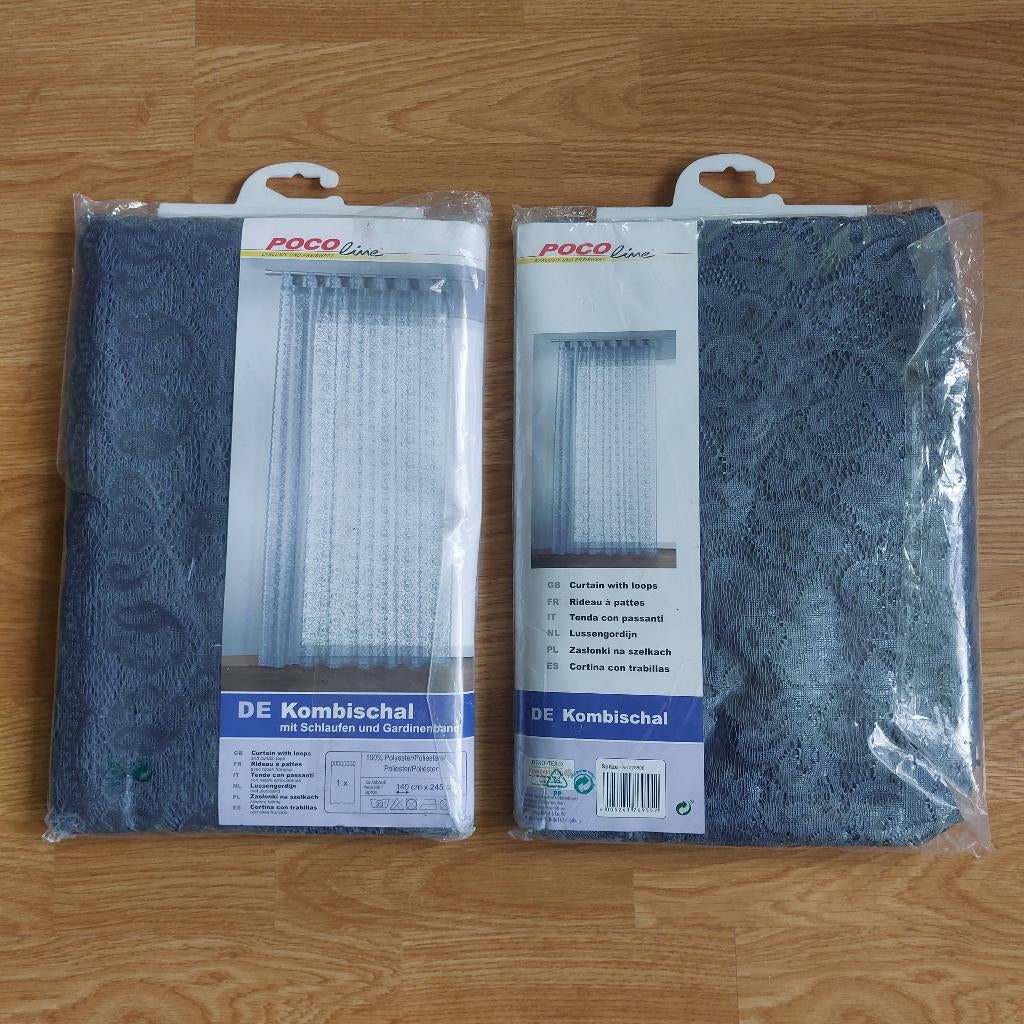 2xLussengordijnen, B140xH245cm(elke gordijn),nieuwe =18euro, Ophalen of Verzenden, Nieuw, 200 cm of meer