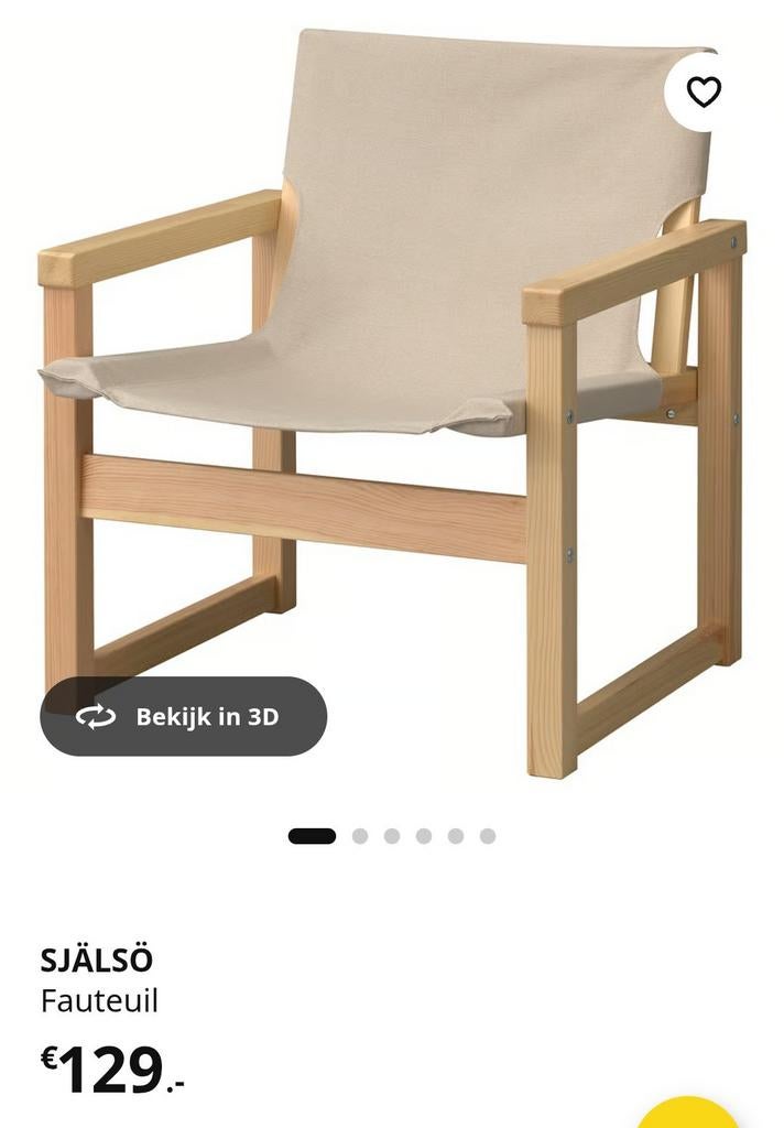 Ikea Själsö fauteuil (nieuw in doos), Ophalen, Nieuw, 75 tot 100 cm, 50 tot 75 cm