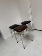 Drie vintage skai leren krukjes, Ophalen, Overige materialen, Zo goed als nieuw, Nvt