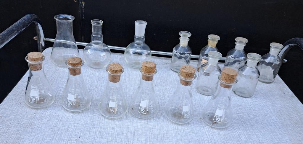 Fles flesjes erlenmeier flesjes laboratorium, Antiek en Kunst, Verzenden