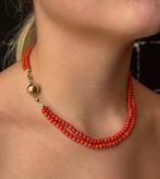 Bloedkoraal bollen ketting 14k gouden slot antiek dames, Sieraden, Tassen en Uiterlijk, Antieke sieraden, Verzenden, Goud, Ketting