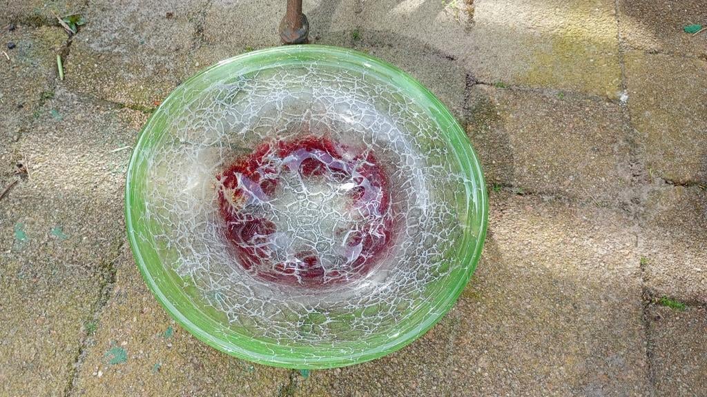 Vintage Ikora vaas van Karl Wiedmann - Groen en Rood, Antiek en Kunst, Antiek | Glas en Kristal, Ophalen of Verzenden
