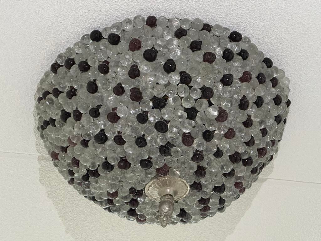 2 plafondlampen doorzichtige/paarse bolletjes, Ophalen, Zo goed als nieuw