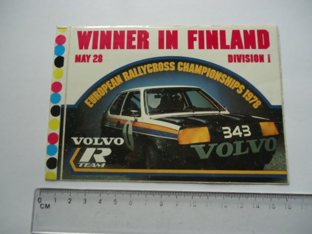 sticker oud Volvo 1978 Rally cross rallycross champ finland, Verzamelen, Verzenden, Zo goed als nieuw, Bedrijf of Vereniging