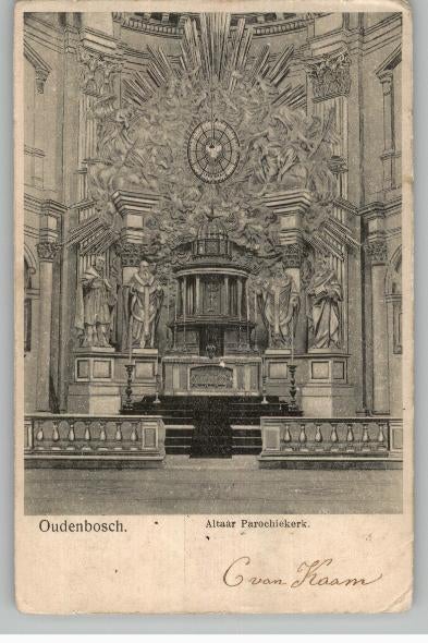 Oudenbosch Altaar Parochiekerk grootrnd st WOUW 1904, Verzenden, Voor 1920, Gelopen, Noord-Brabant