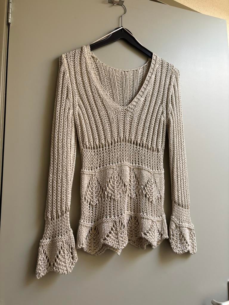 Mooie ajour trui, kleur beige, maat m,, Kleding | Dames, Truien en Vesten, Verzenden, Zo goed als nieuw, Maat 38/40 (M), Beige