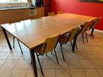 Te koop: 2 vierkante kantinetafels en 15 stoelen., Ophalen, 150 tot 200 cm, Vierkant, Zo goed als nieuw