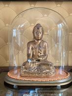 Glazen stolp met plateau en sierrand., Antiek en Kunst, Ophalen of Verzenden