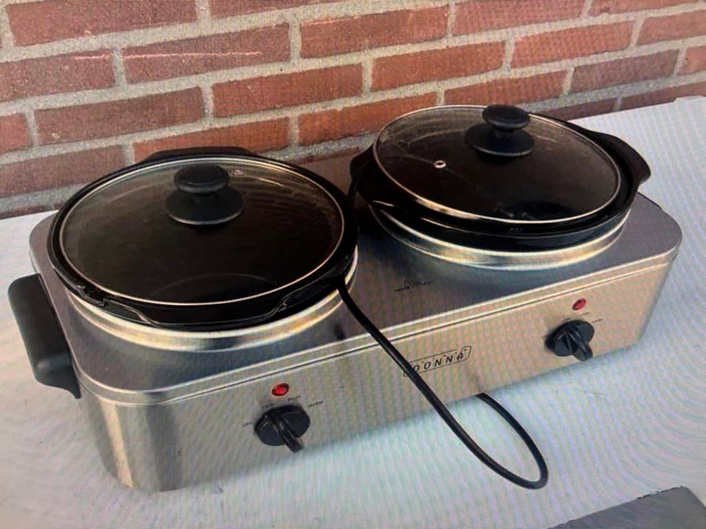Hendi dubbele slowcooker, Witgoed en Apparatuur, Slowcookers, Ophalen, Zo goed als nieuw