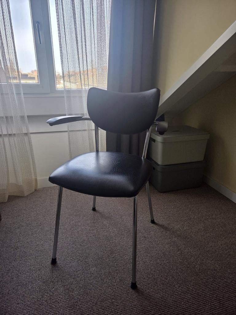 Zwarte Gispen de Wit stoel vintage retro, Huis en Inrichting, Stoelen, Ophalen, Zwart, Leer, Zo goed als nieuw