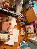 Grote set schilderspullen: verf, kwasten, papier, pastel, Hobby en Vrije tijd, Schilderen, Ophalen, Gebruikt, Overige typen