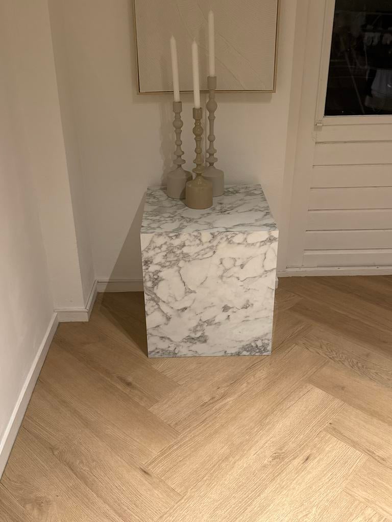Westwing bijzettafel salontafel marmerlook, Overige materialen, Minder dan 55 cm, Vierkant, Zo goed als nieuw