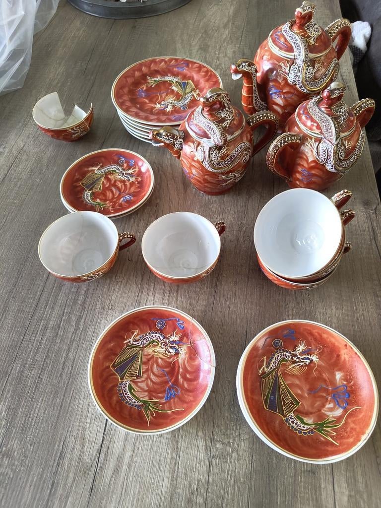 Japanse Satsuma koffie en thee set, Antiek en Kunst, Antiek | Porselein, Ophalen