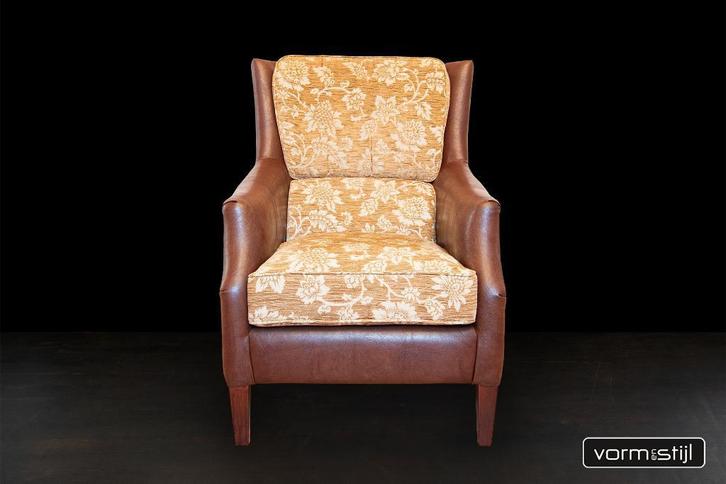 Bergere fauteuil model Tessa, Huis en Inrichting, Fauteuils, Gebruikt, Leer, Stof, 50 tot 75 cm, 75 tot 100 cm, Ophalen
