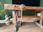 Vintage houten werkbank, Doe-het-zelf en Verbouw, Werkbanken, Ophalen, Gebruikt, 170 cm of meer, Bankschroef
