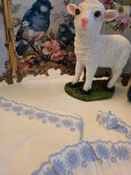 Vintage blauw wit lakensetje nostalgisch, Ophalen of Verzenden, Eenpersoons, Blauw, Kussen