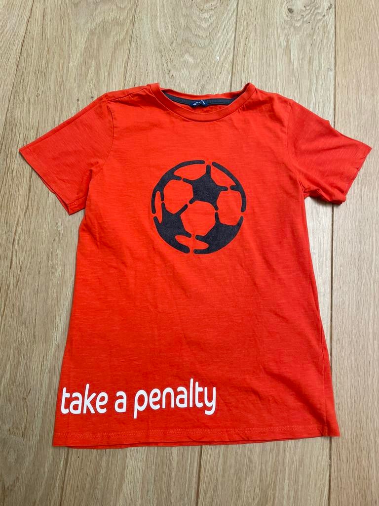 Voetbalshirt oranje shirt maat 134/140. Take a penalty, Kinderen en Baby's, Ophalen of Verzenden, Zo goed als nieuw, Jongen of Meisje