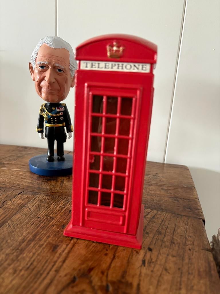 Vintage spaarpot, Engelse telefooncel., Ophalen of Verzenden, Zo goed als nieuw, Metaal of Blik, Overige thema's