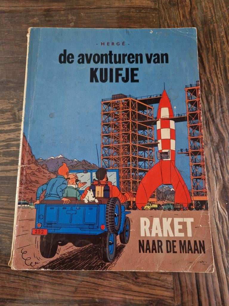 Kuifje: Raket naar de Maan - Eerste Druk (Gelezen), Eén stripboek, Ophalen of Verzenden, Gelezen, Hergé