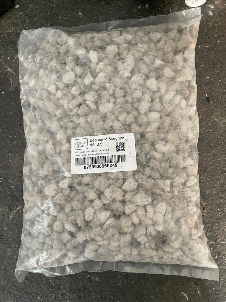 Beautanic Siergrind Wit 3,5L - Decoratieve Doeleinden, Tuin en Terras, Grind, Keien en Split, Ophalen of Verzenden, Nieuw, Wit