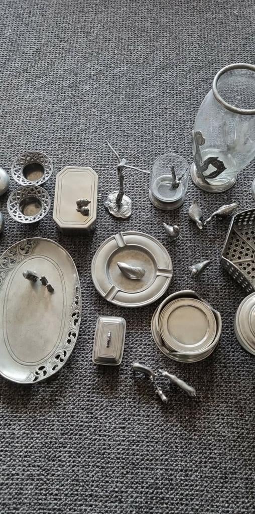 Zilvertin tin tinnen verzilverd tin, Antiek en Kunst, Ophalen of Verzenden