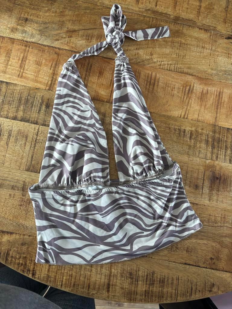 Shein zebraprint haltertopje, Kleding | Dames, Tops, Ophalen, Overige kleuren, Zo goed als nieuw, Maat 36 (S)