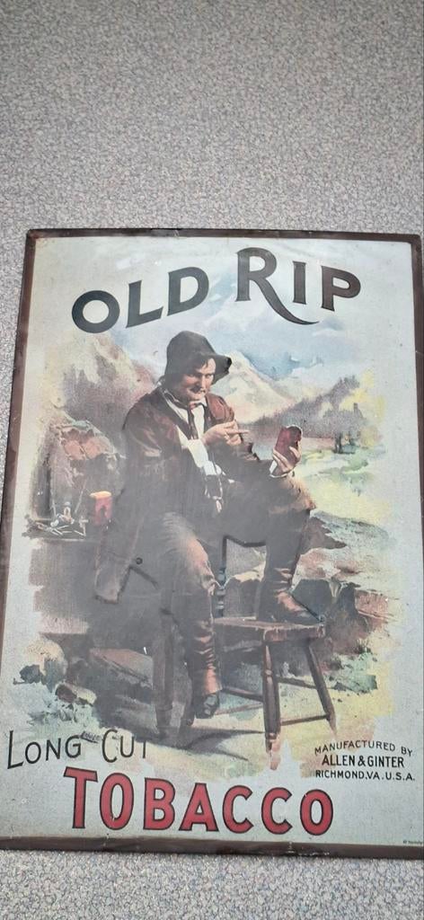 Old Rip Tobacco reclamebord, Verzamelen, Ophalen of Verzenden