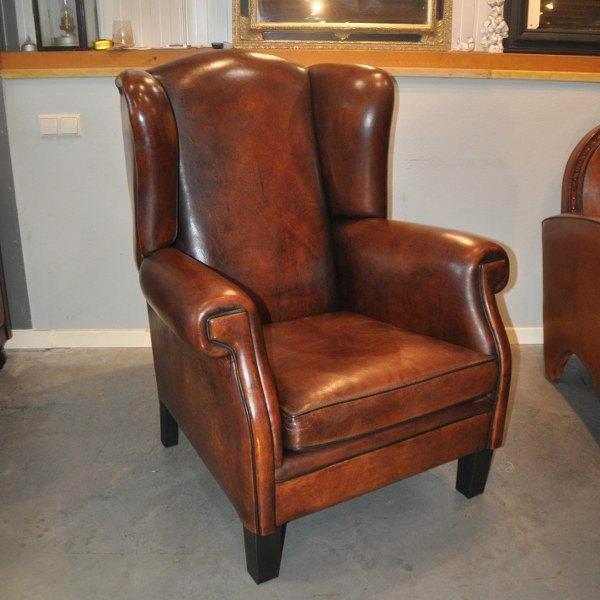 Mooi grote schapenleren oorfauteuil Lounge Atelier, Antiek en Kunst, Antiek | Meubels | Stoelen en Banken, Ophalen of Verzenden