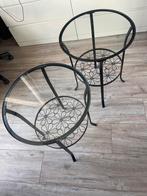 Ikea kingsblo Set van 2 bijzettafels metalen frame, Huis en Inrichting, Tafels | Bijzettafels, Minder dan 55 cm, Gebruikt, Rond