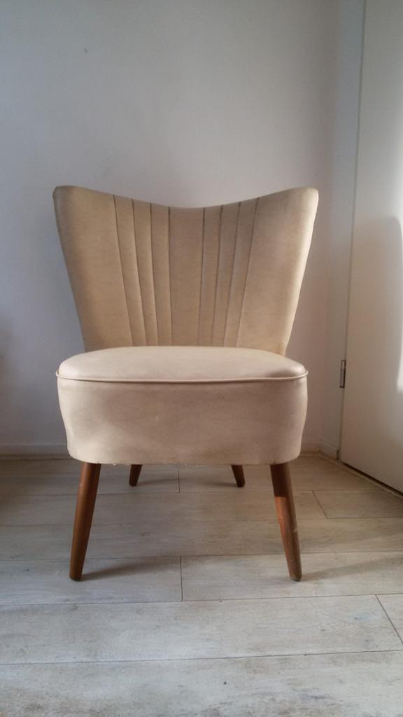 vintage retro cocktail jaren 50 stoel, Ophalen of Verzenden, Zo goed als nieuw, Wit, Eén