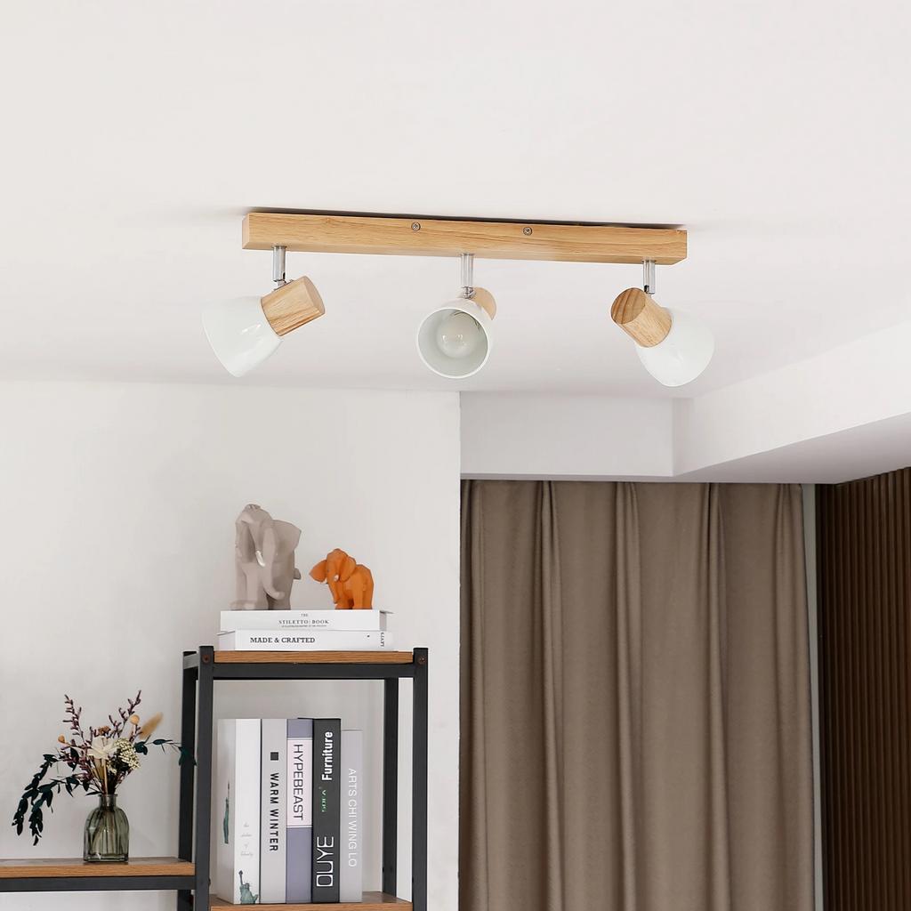 Plafondlamp hout wit 3xe14 thorin lampen24, Huis en Inrichting, Lampen | Plafondlampen, Ophalen, Zo goed als nieuw, Hout