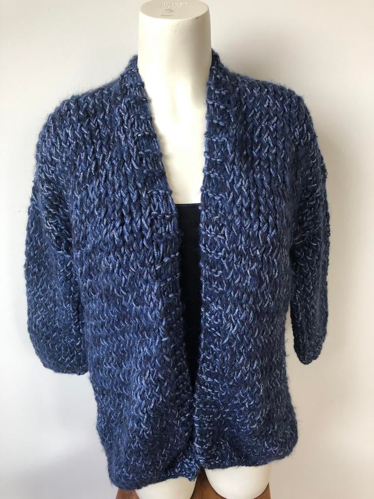 Kiro by kim openvallend wollig vest blauw hand gebreid, Maat 38/40 (M), Blauw, Nieuw, Ophalen of Verzenden