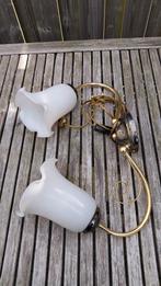 Herda retro vintage lamp wandlamp met twee kelken wit glas, Ophalen of Verzenden, Glas