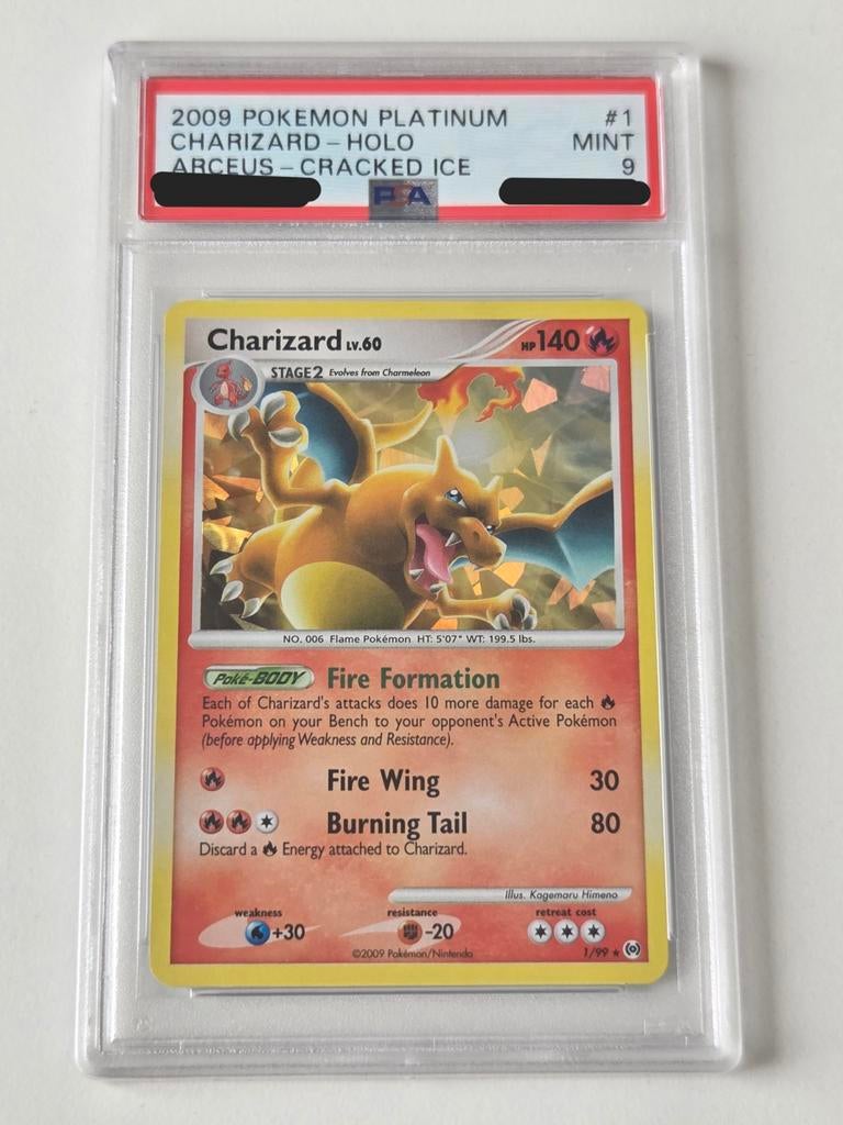 PSA 9 - Charizard #1 CRACKED ICE (2009 Arceus - Cracked Ice), Hobby en Vrije tijd, Verzamelkaartspellen | Pokémon, Ophalen of Verzenden