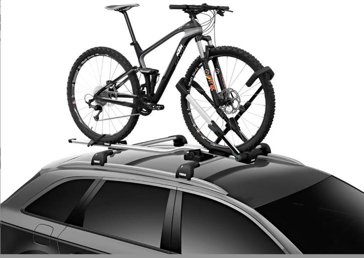 Fietsdrager Thule UpRide 599, Auto diversen, Fietsendragers, Zo goed als nieuw, Dakdrager, 1 fiets, Brede banden, Ophalen