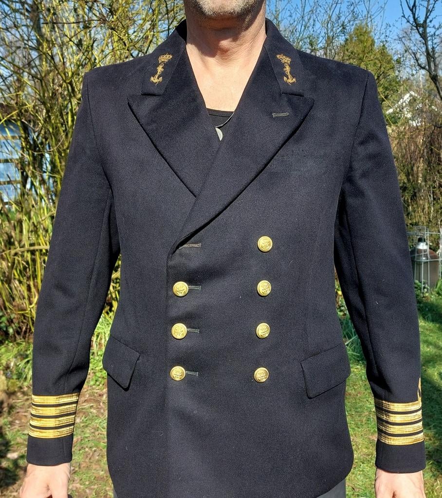 Colbert schipper kapitein wol 2 strepen + krul gouden knopen, Kleding | Heren, Kostuums en Colberts, Ophalen of Verzenden