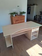 Licht houten bureau met lade en planken, Ophalen of Verzenden