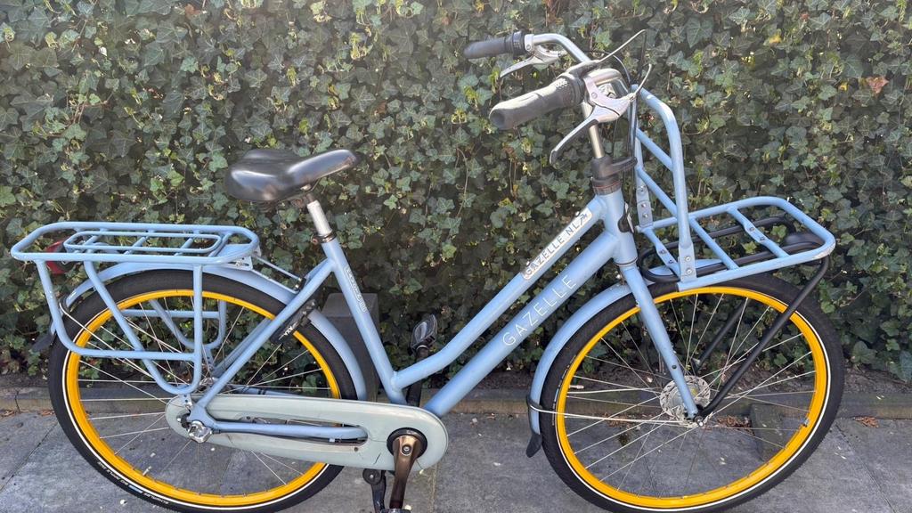 Gazelle Damesfiets met voordrager - Lichtblauw, Fietsen en Brommers, Ophalen, Versnellingen, Schijfrem, Gazelle