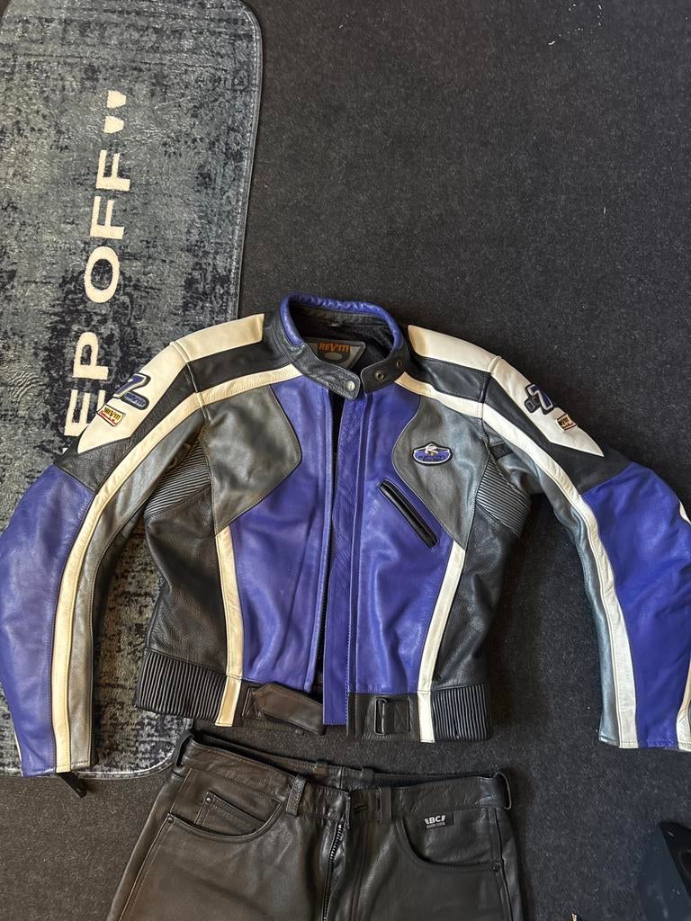 Leren motorpak Revit jas (44) en BC broek (54), Motoren, Ophalen, Tweedehands, Heren, Jas | leer
