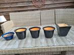 Donker geglazuurde bloempotten voor buiten., Tuin en Terras, Bloembakken en Plantenbakken, Steen, Minder dan 30 cm, Rond, Nieuw
