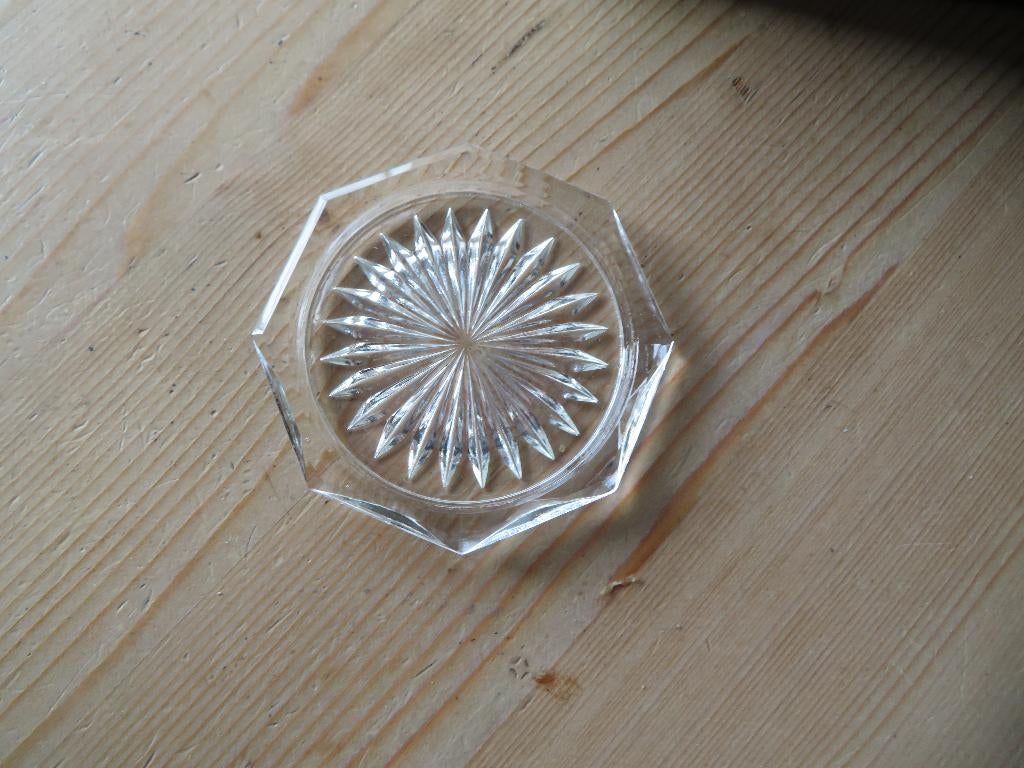 Kistje met 11 glazen onderzetters Vintage Brocante, Ophalen of Verzenden