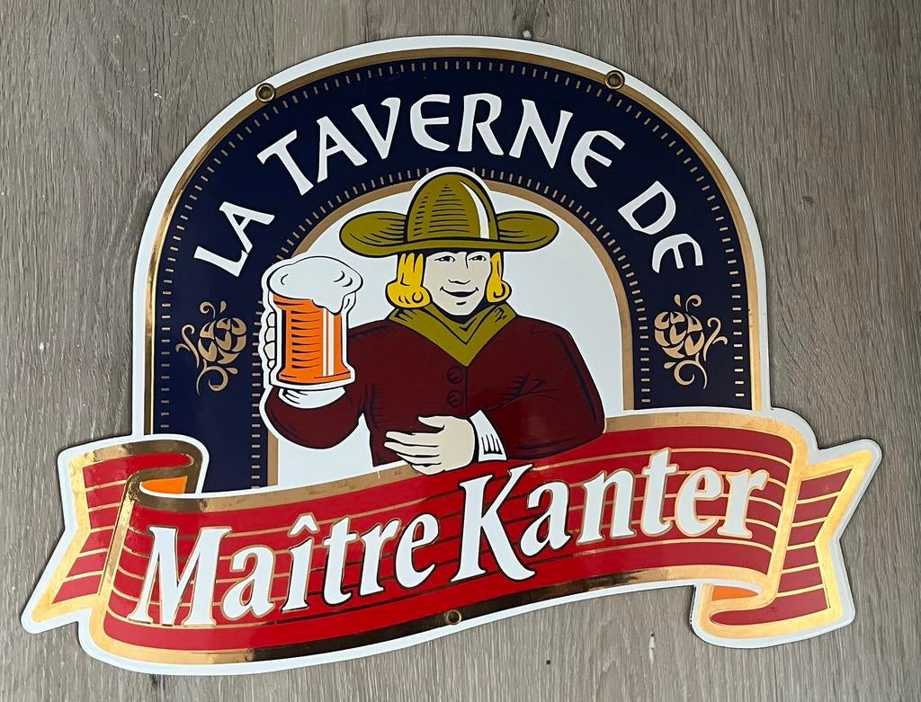 Emaille Bord La Taverne De Maitre Kanter Bier - Puntgaaf, Ophalen of Verzenden, Reclamebord
