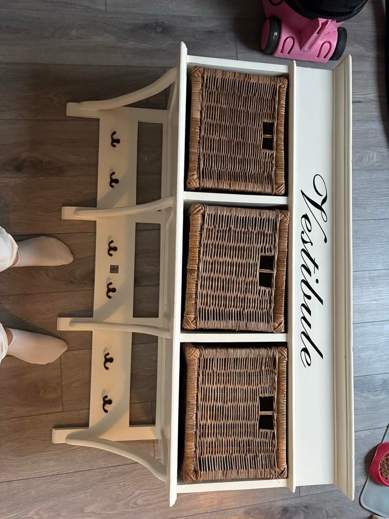 Riviera Maison kapstok met manden, Gebruikt, Minder dan 100 cm, Hout, Ophalen