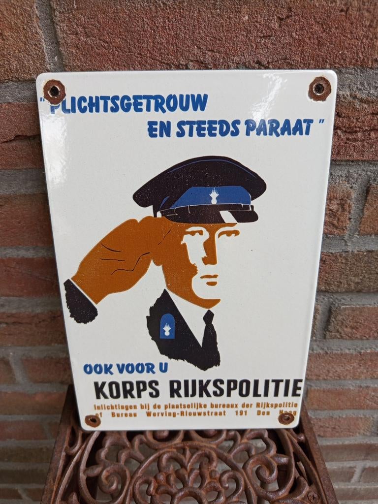 Rijkspolitie emaillebord, Ophalen of Verzenden, Nieuw, Reclamebord
