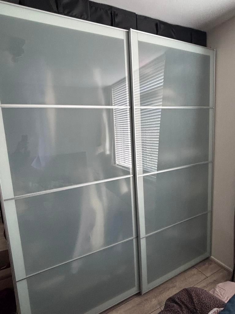 Ikea Pax schuifdeurpaar met rail aluminium, Ophalen, Gebruikt, 200 cm of meer, 150 tot 200 cm