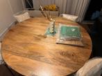 Sklum eettafel 140 cm met 4 nieuwe stoelen en hoezen, Huis en Inrichting, Tafels | Eettafels, Ophalen, 100 tot 150 cm, Rond, Zo goed als nieuw