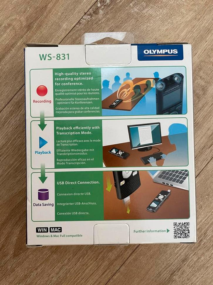 Olympus WS-831 Digitale Voice Recorder / dictafoon, Audio, Tv en Foto, Overige Audio, Tv en Foto, Zo goed als nieuw, Ophalen of Verzenden