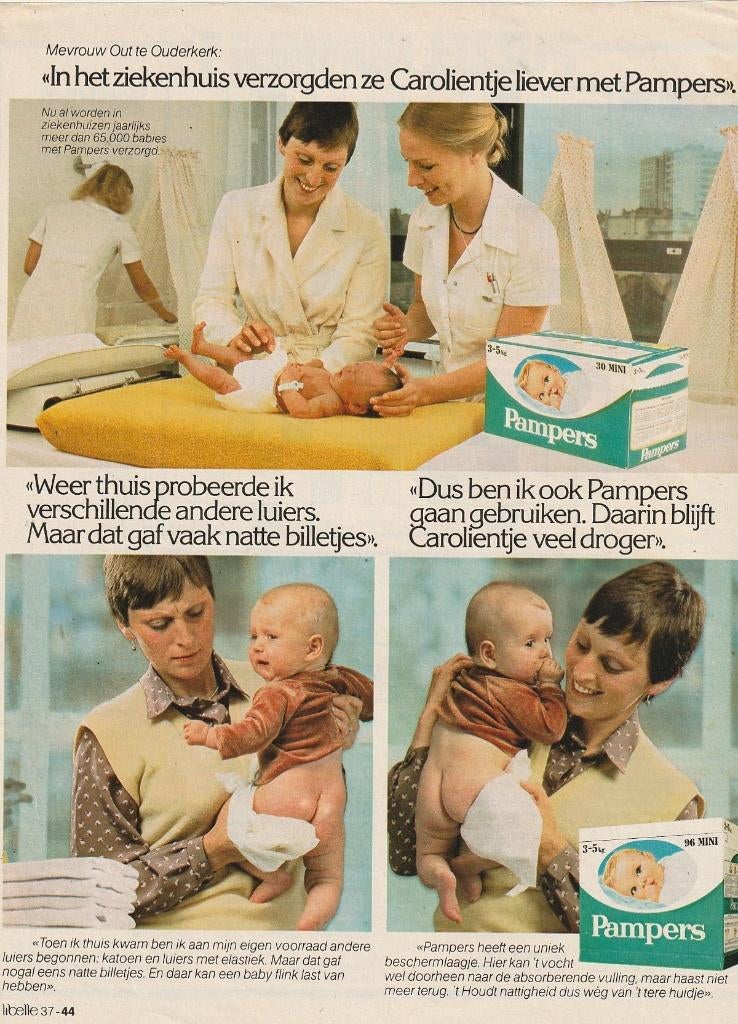 retro reclame 1981 Pampers baby luiers voor Carolientje, Verzenden, Overige typen